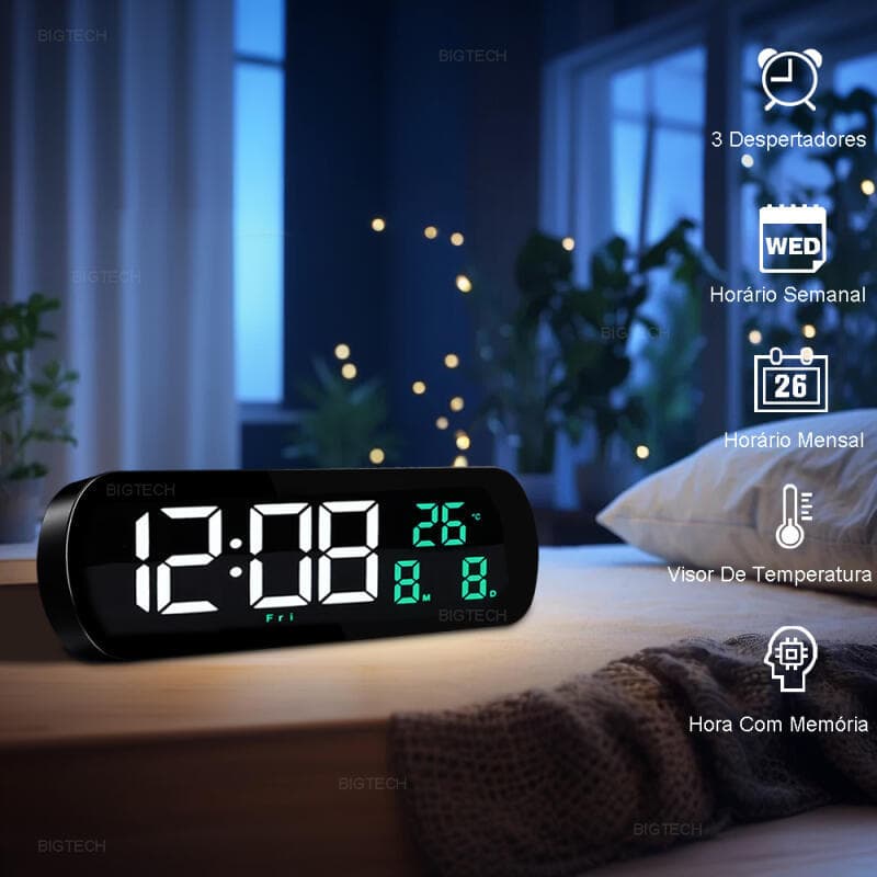 Relógio Digital LED Pro – Design Slim