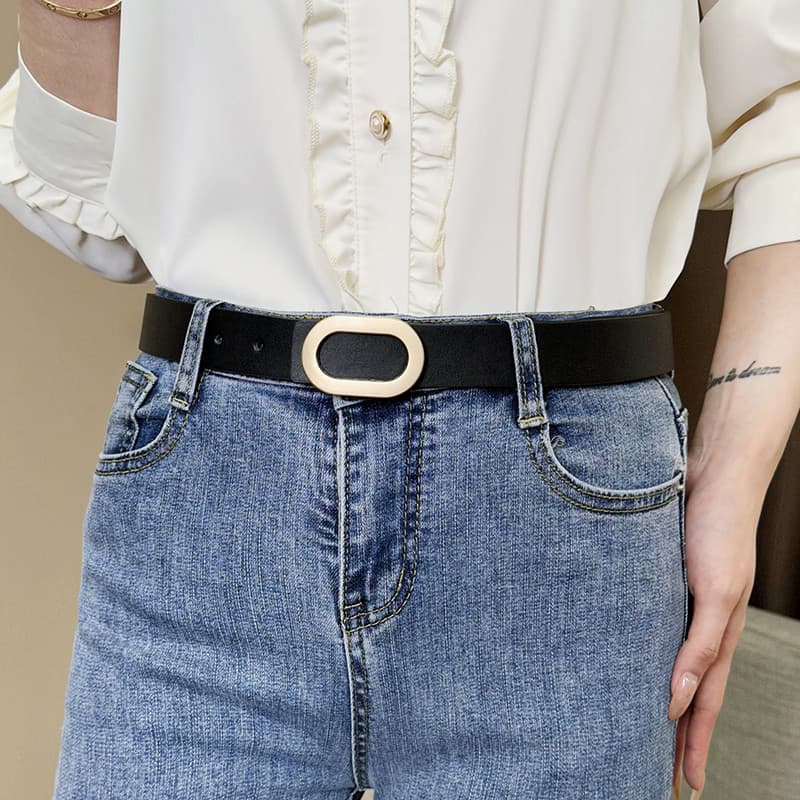 Cinto feminino novo estilo all-match Jeans decorativos de cintura estreita com terno moda all-match na moda preto ins es