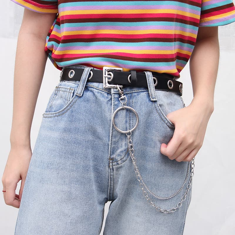 Ins estilo Punk Hip-Hop cinto de corrente feminino sem perfuração moda coreana simples All-Match Jeans cinto acessórios