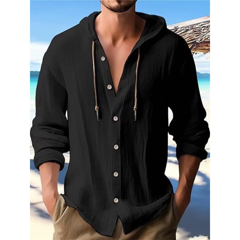 2025 novo estilo europeu americano Cross-Border algodão linho com capuz moda Casual juventude camisa de manga comprida m