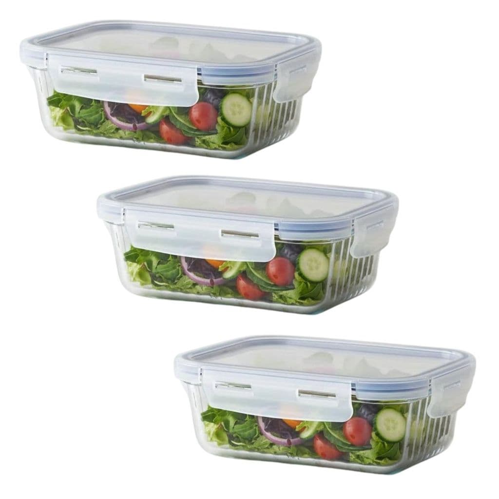 Pote Hermético De Vidro Retangular Canelado com Tampa 640ml Prático Resistente Bom  Para Lava Louças