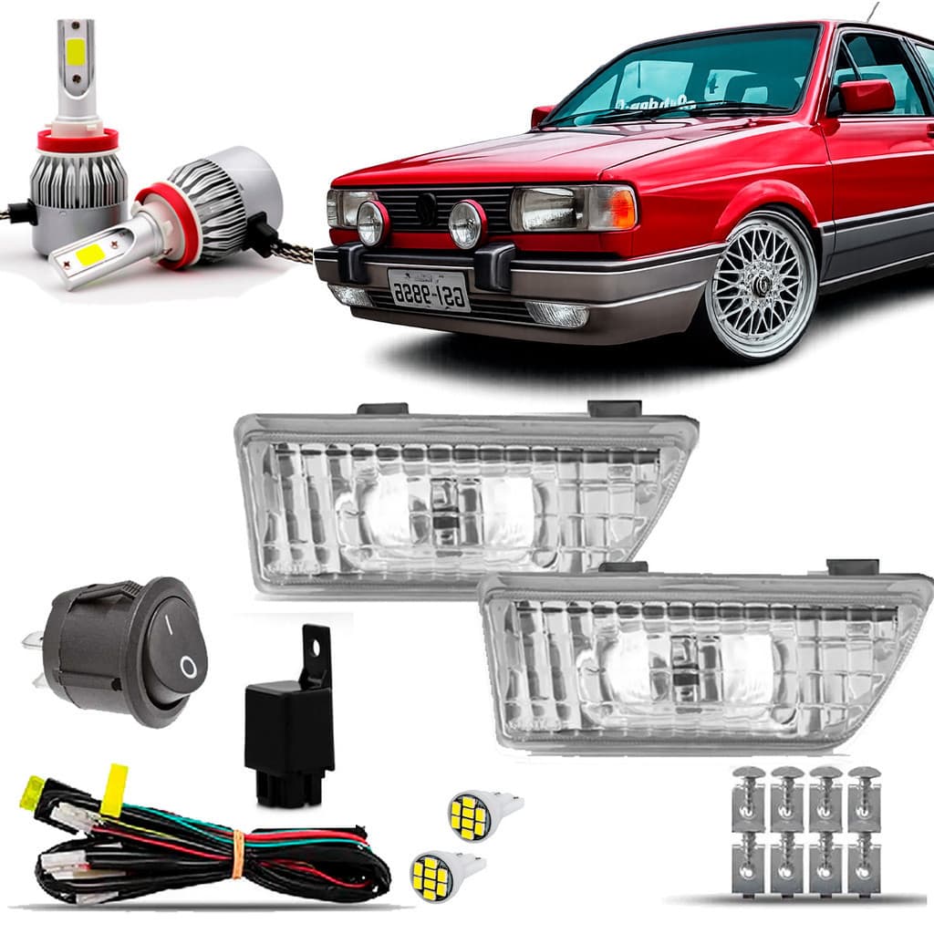 Kit Farol Milha Neblina Auxiliar Farolete Completo Gol Voyage Parati Quadrado G1 1987 88 89 90 91 92 93 94 Super Led 6k