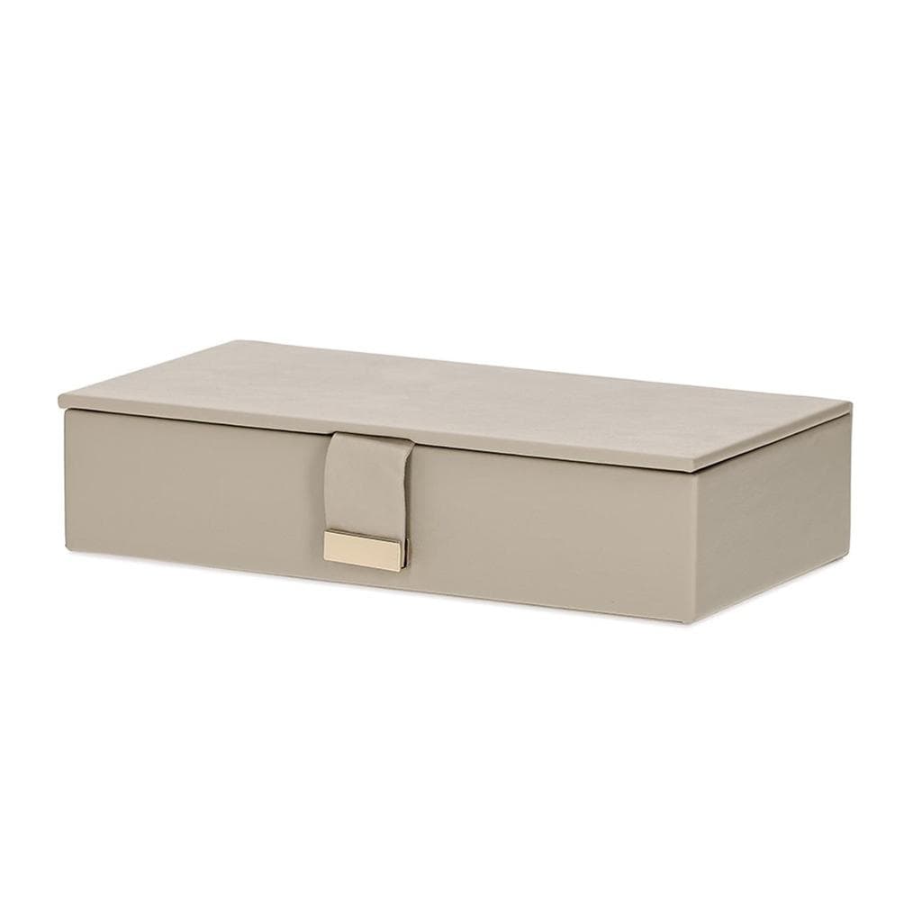 Caixa Decorativa Retangular Cinza Claro com Fecho Dourado 28 x 14 cm