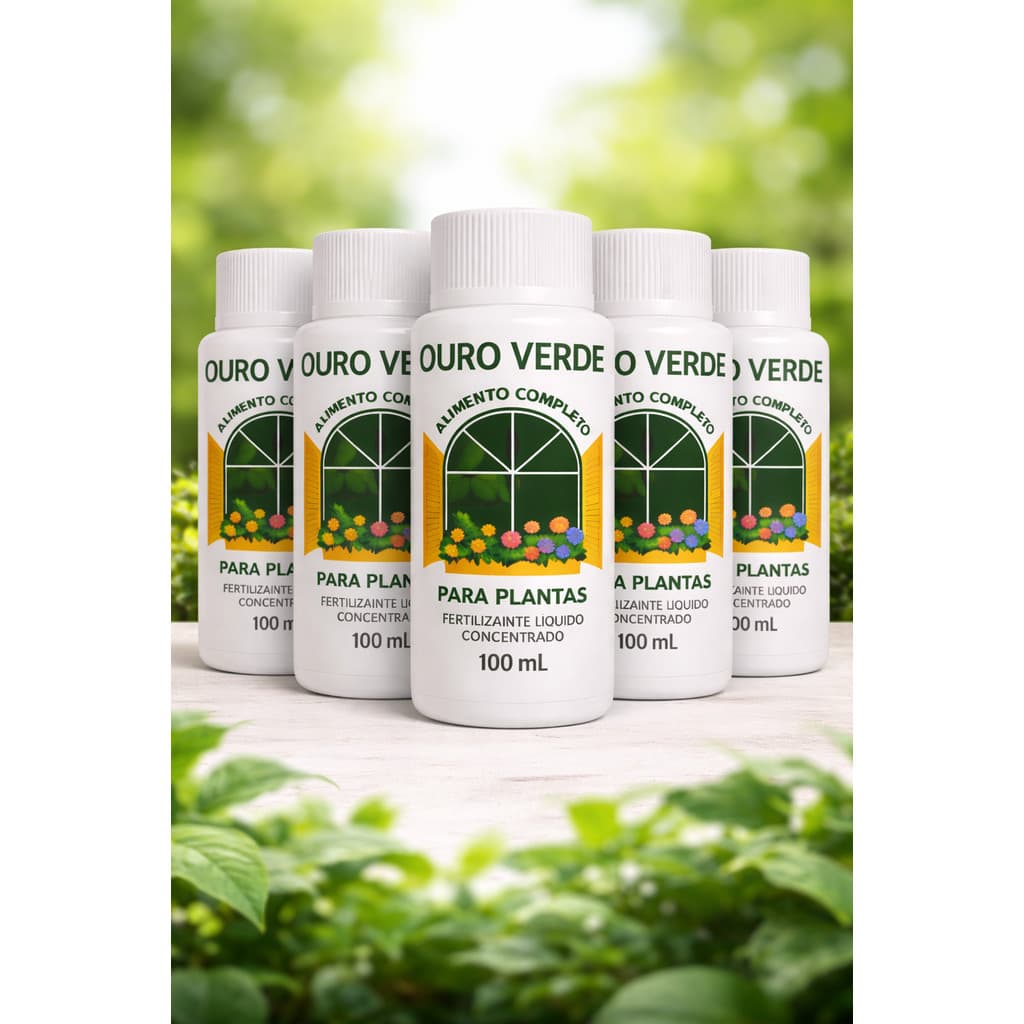 Kit 5 Ouro Verde Adubo Fertilizante 100ml Líquido  para Plantas e Flores e Jardim