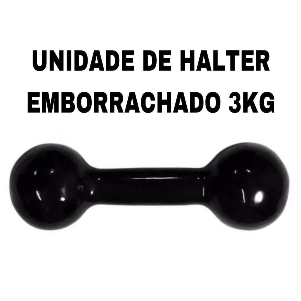 Unidade Halter Emborrachado Para Musculação  Treinos Academia 3 Kg