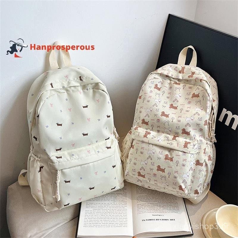 Hanprosperous > Filhote De Cachorro Estampado Fofo Dachshund Estilo Universitário Bapa Mochila Escolar Portátil De Grand