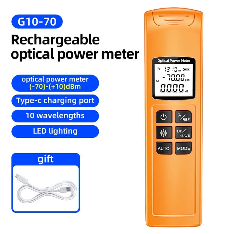 Medidor De Potência Óptica G10 , De Fibra FTTH De Alta Precisão Com Luz Flash Para Conectores OPM FC/SC/ST Disponíveis À