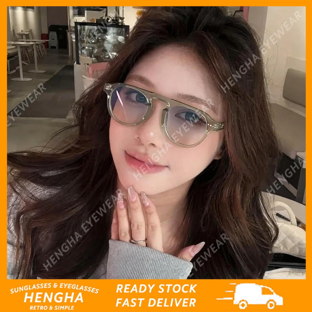 (HENGHA) Nova Chegada Estilo Chique Coreano TR90 Armação Redonda Unissex Óculos De Sol Leve Celebridade Olhar Moda Tons