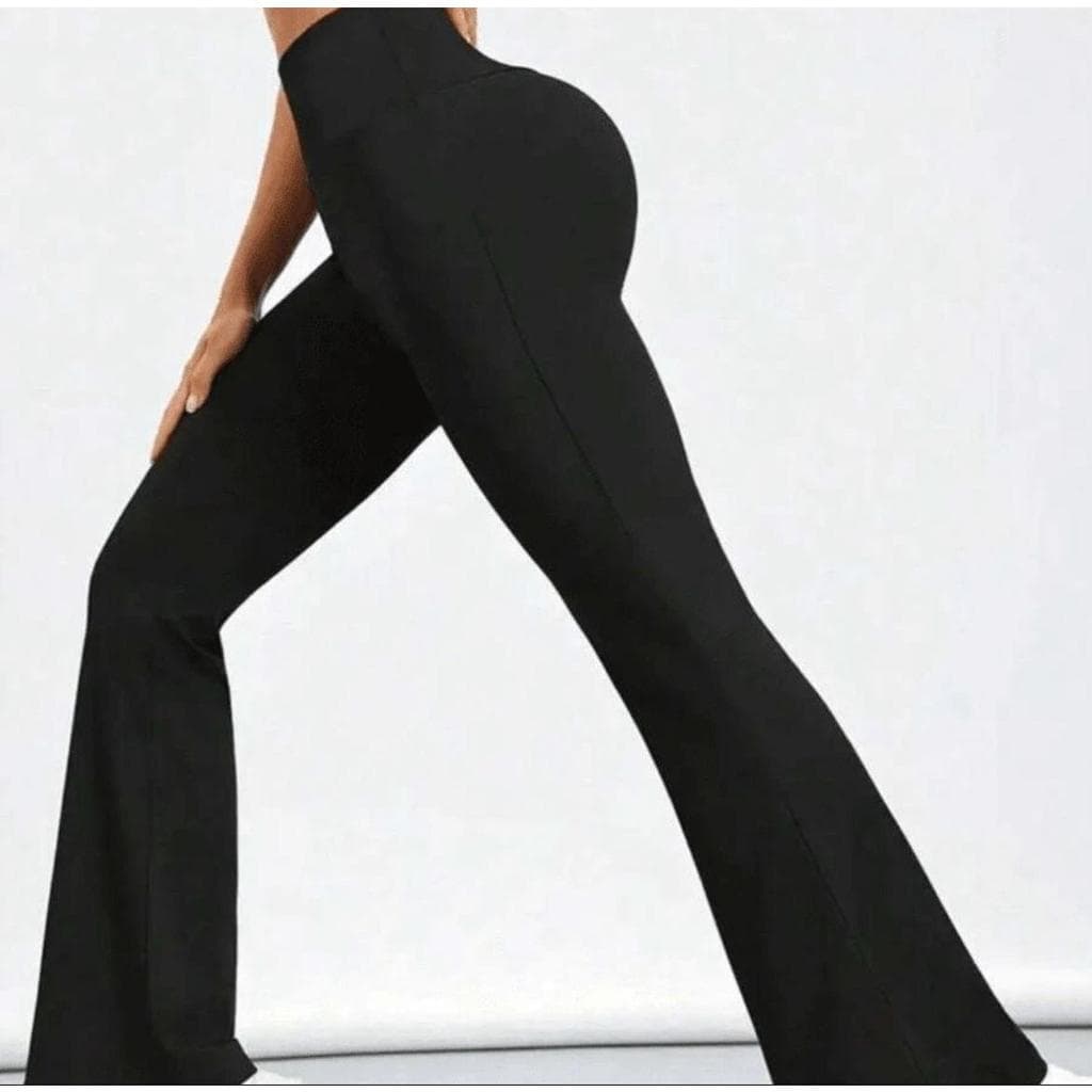Calça Legging Feminina Flare Preta Cintura Alta