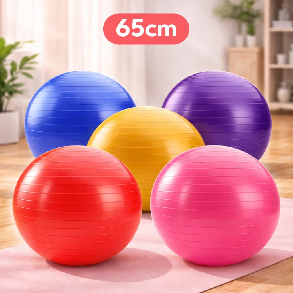Bola de Pilates 65cm com Bomba Yoga Fitness Equilíbrio e Alongamento  ming