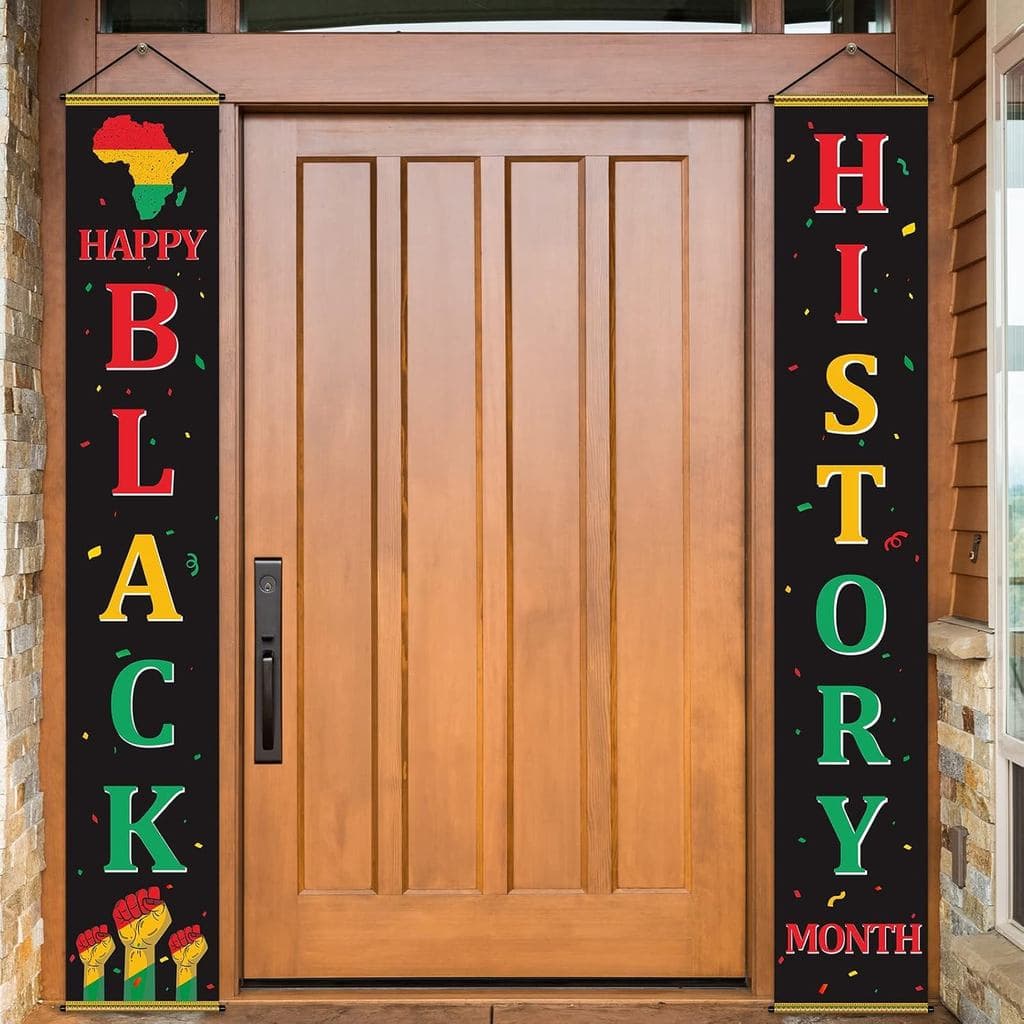 Faixa Decorativa para Porta do Mês da História Negra, Faixa Suspensa para Varanda com Tema Afro-Americano para o Festiva