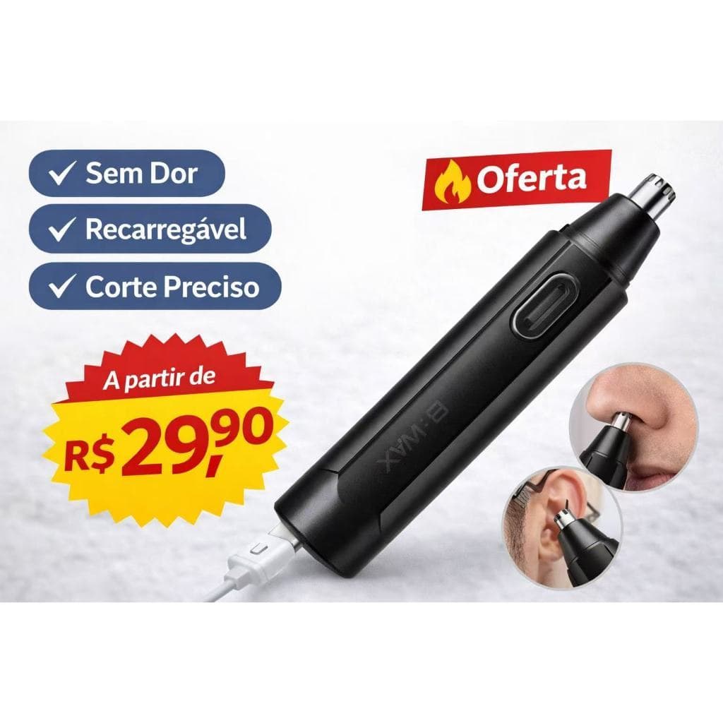 Aparador Pelos Nariz Orelha Masculino Recarregável USB Corte Preciso Sem Dor