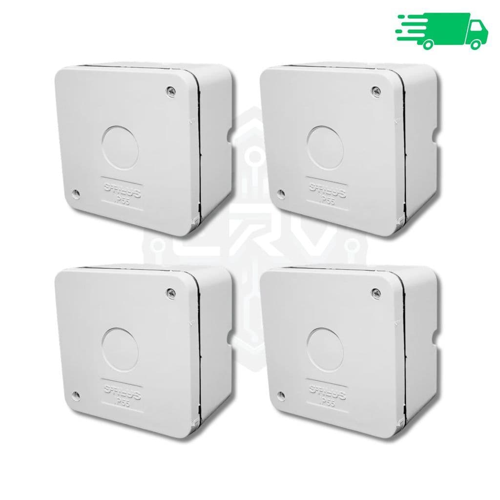KIT 4 Caixas de Proteção Sobrepor Organizadora Câmera Parafuso C/ Vedação Stilus Simples Branca IP55