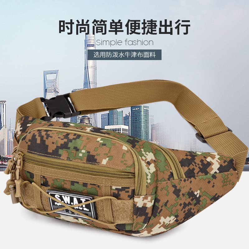 Bolsa Diagonal repelente de água masculina de grande capacidade para pesca ao ar livre bolsa de cintura camuflada Casual