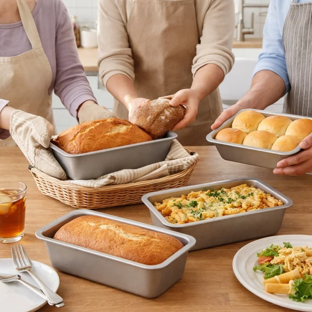 Kit 3 Formas Alumínio Assar Pão Antiaderente Bandeja Forno Confeitaria Padeiro Cozinha Retangular