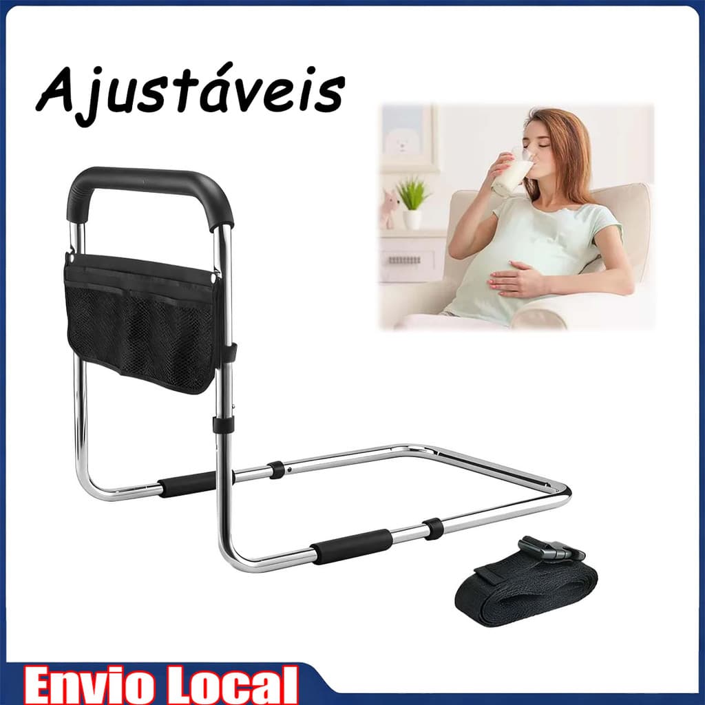 Barras de cama para segurança de idosos, Grade de Cama Reforçada, Estável, Prático e Portátil com bolso de armazenamento
