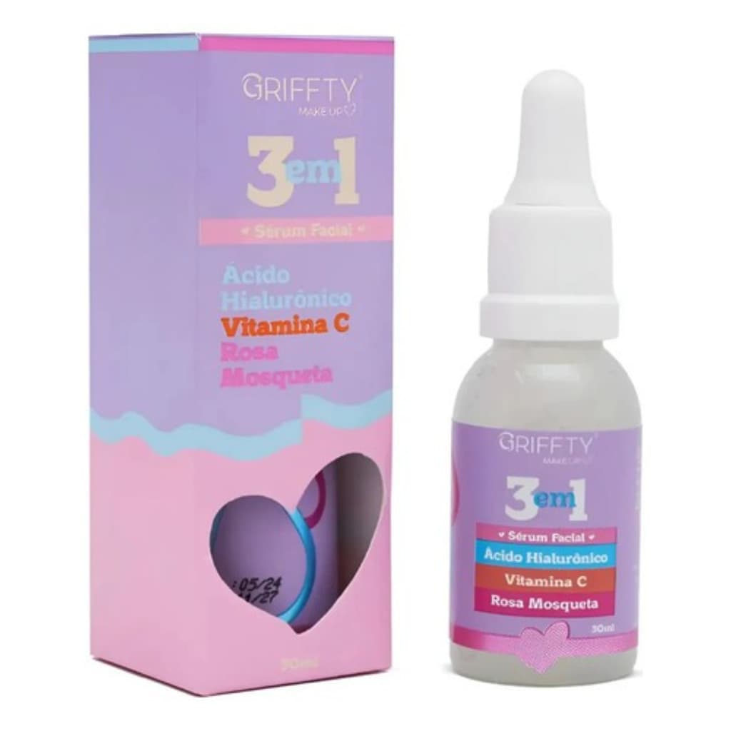 Sérum Facial 3 Em 1 Griffty Ácido Hialurônico Rosa Mosqueta