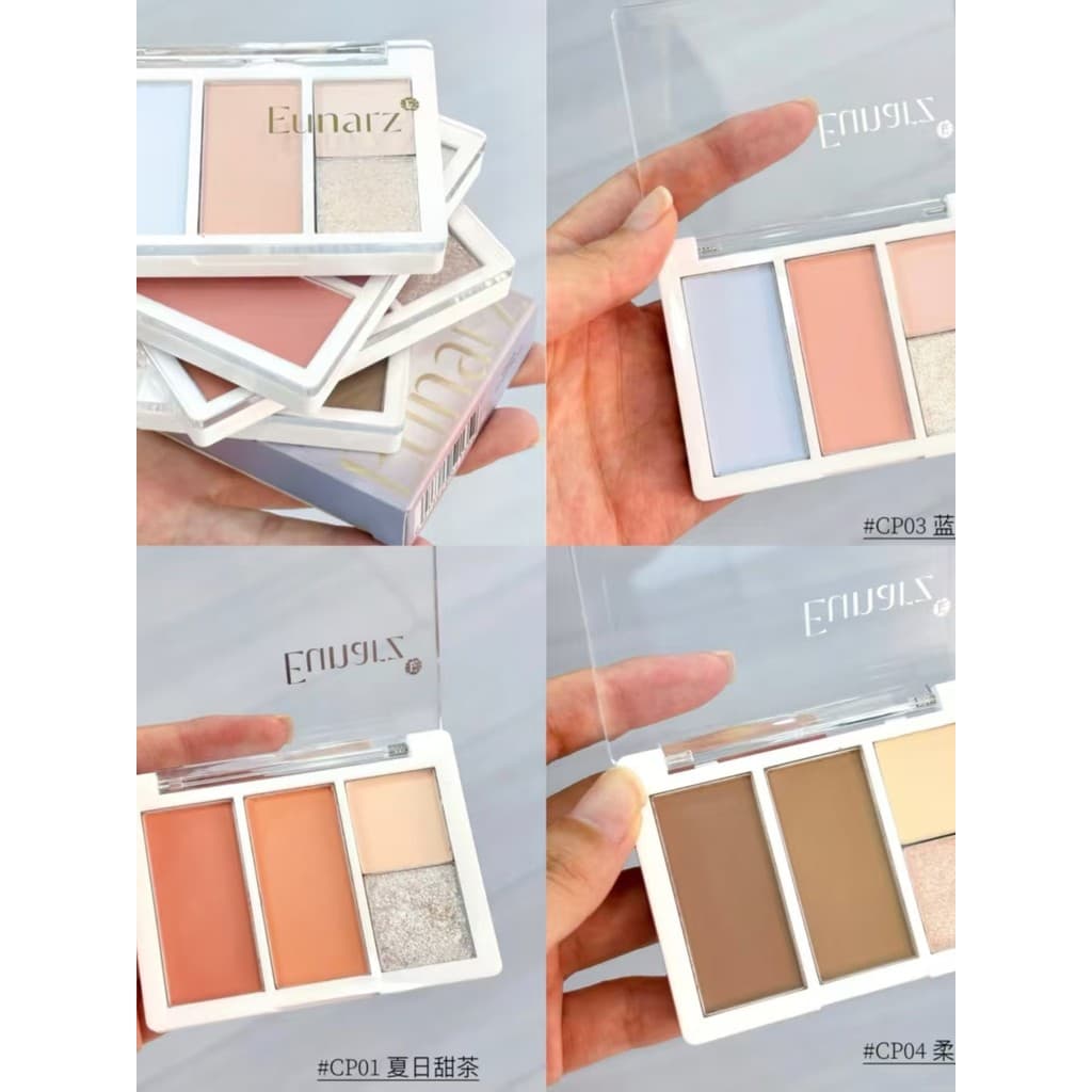 Eunarz Eunarz Paleta de bochechas de quatro cores, sombra, contorno, atmosfera, Blush, destaque, brilho, macio, fosco, p