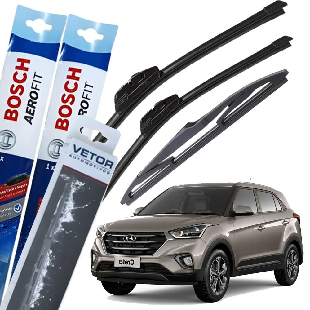 Kit Palheta Bosch Dianteira & Traseira Creta 2016/2021 Aerofit Original