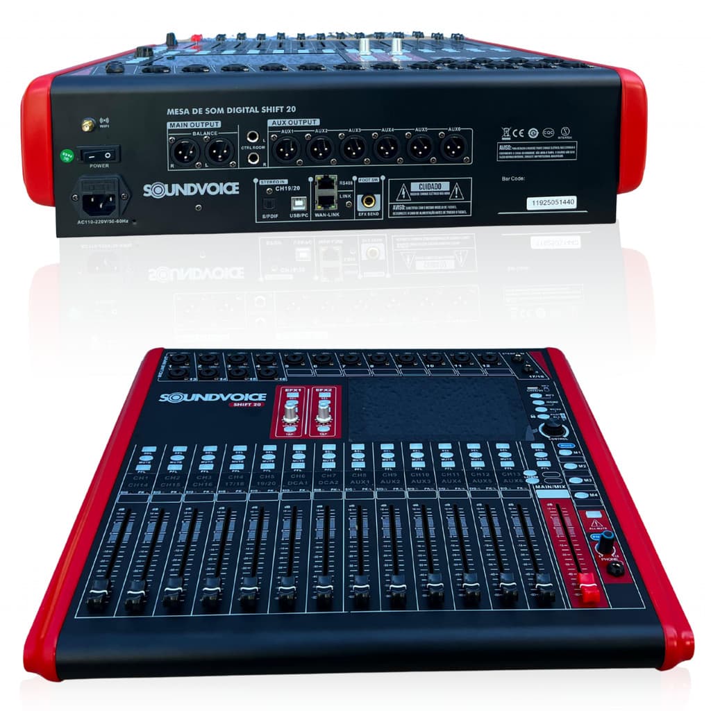 Mesa de Som Digital Interface de áudio Wifi 20 Canais Touch