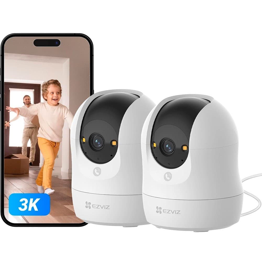 Kit 2x Câmera WiFi EZVIZ C6N G1 3K 5MP Ultra HD 360° com IA