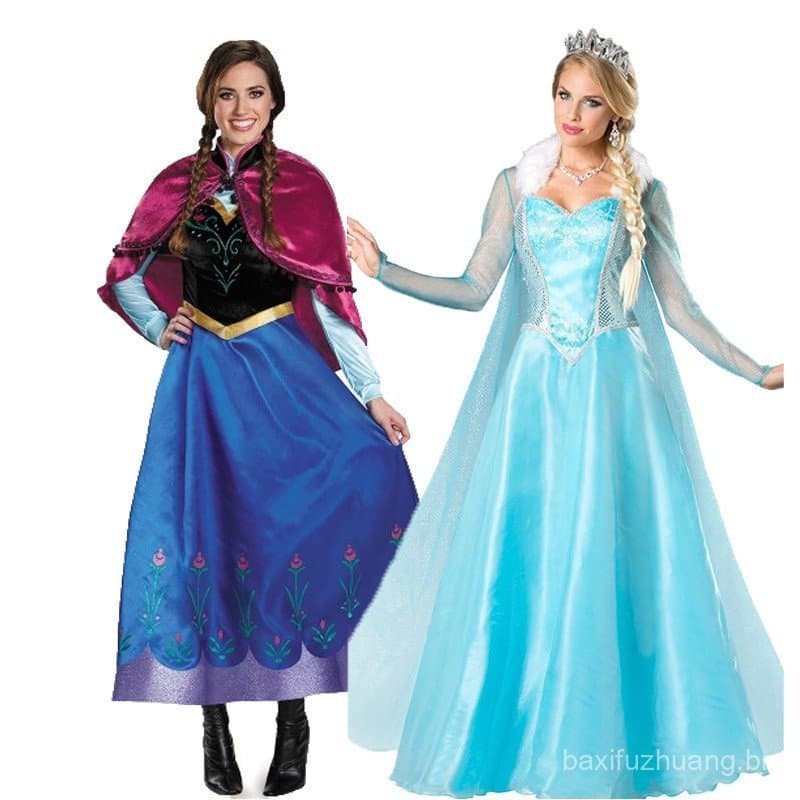 Anime Anna Princesa Cosplay Traje Adultos Neve Crescer Elsa Vestidos De Festa De Conto De Fadas Para Mulheres Halloween