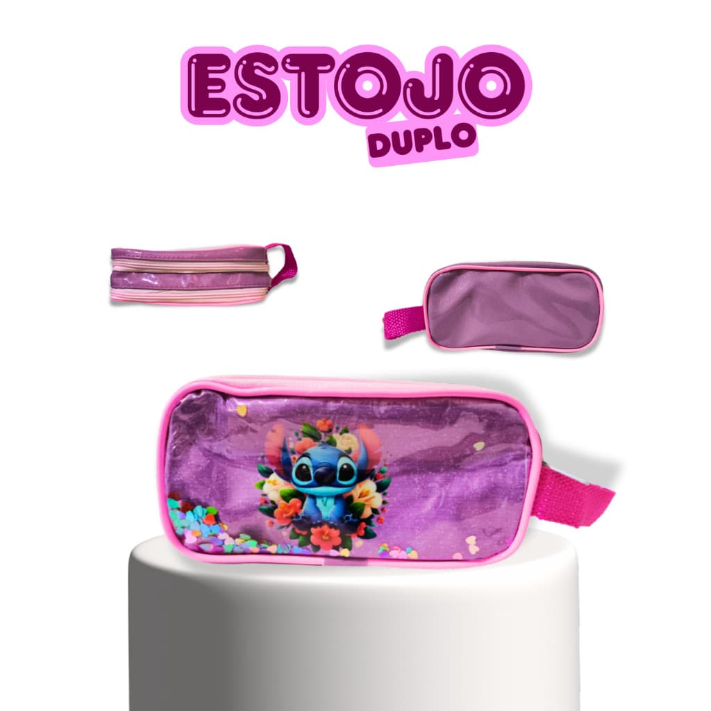 Stitch + Estojo Escolar Duplo
