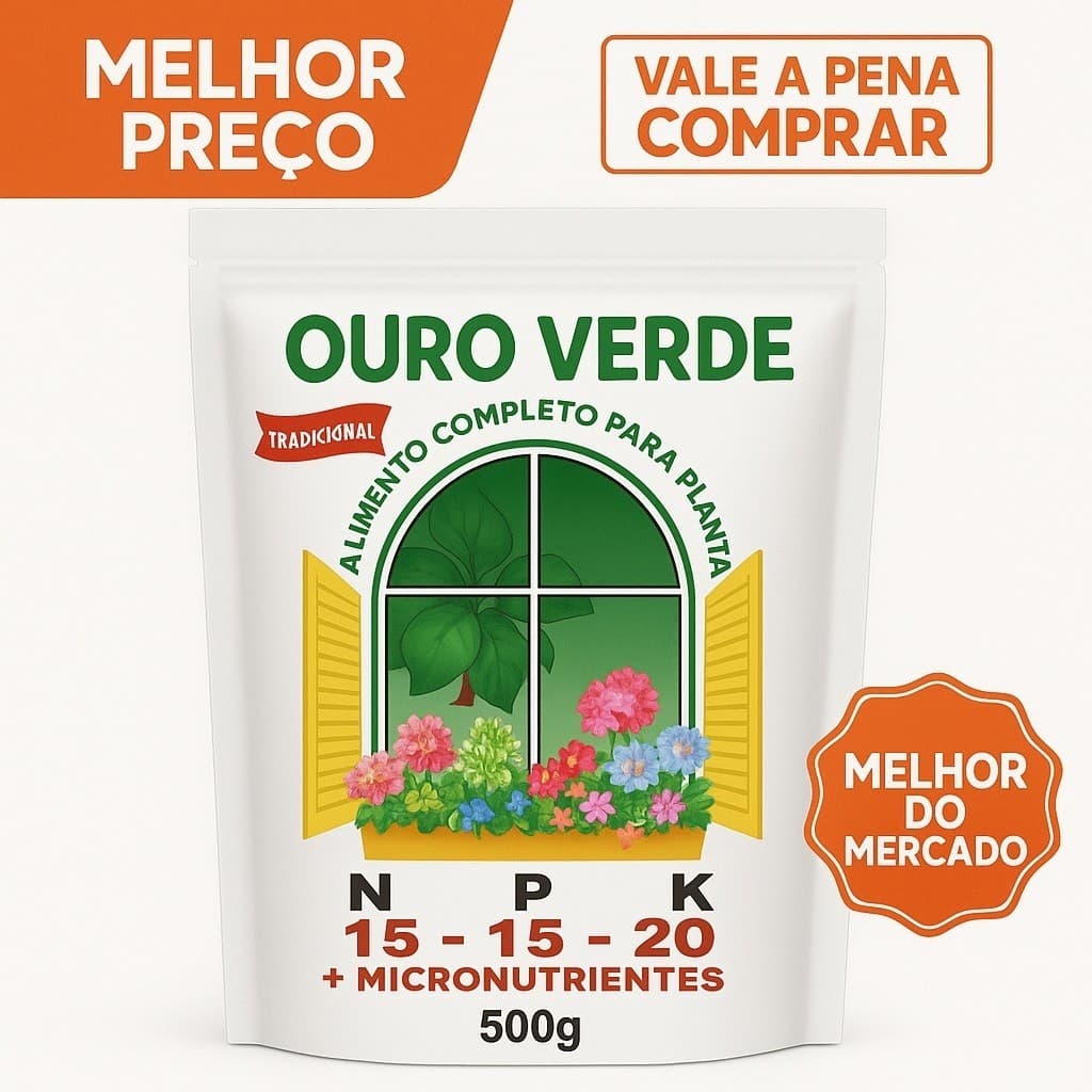 Adubo Ouro Verde Fertilizante 15-15-20 NPK Bonigo Plantas Jardim Gramados 500g