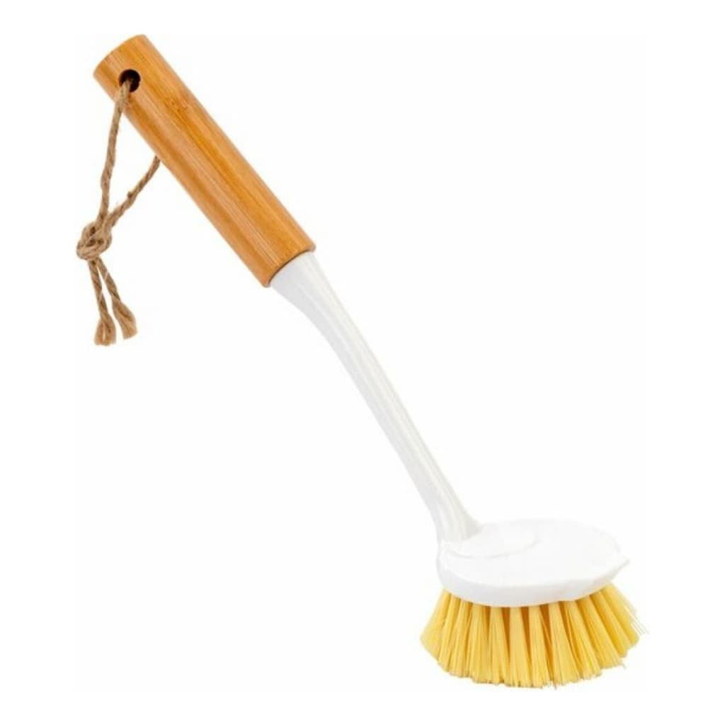 Escova De Limpeza Multiuso Louça Pratos C/ Raspador Bambu