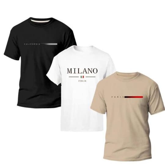 Kit Camiseta Masculina Paris Milano Italia Estampa Minamalista Lançamento Esporte Verão