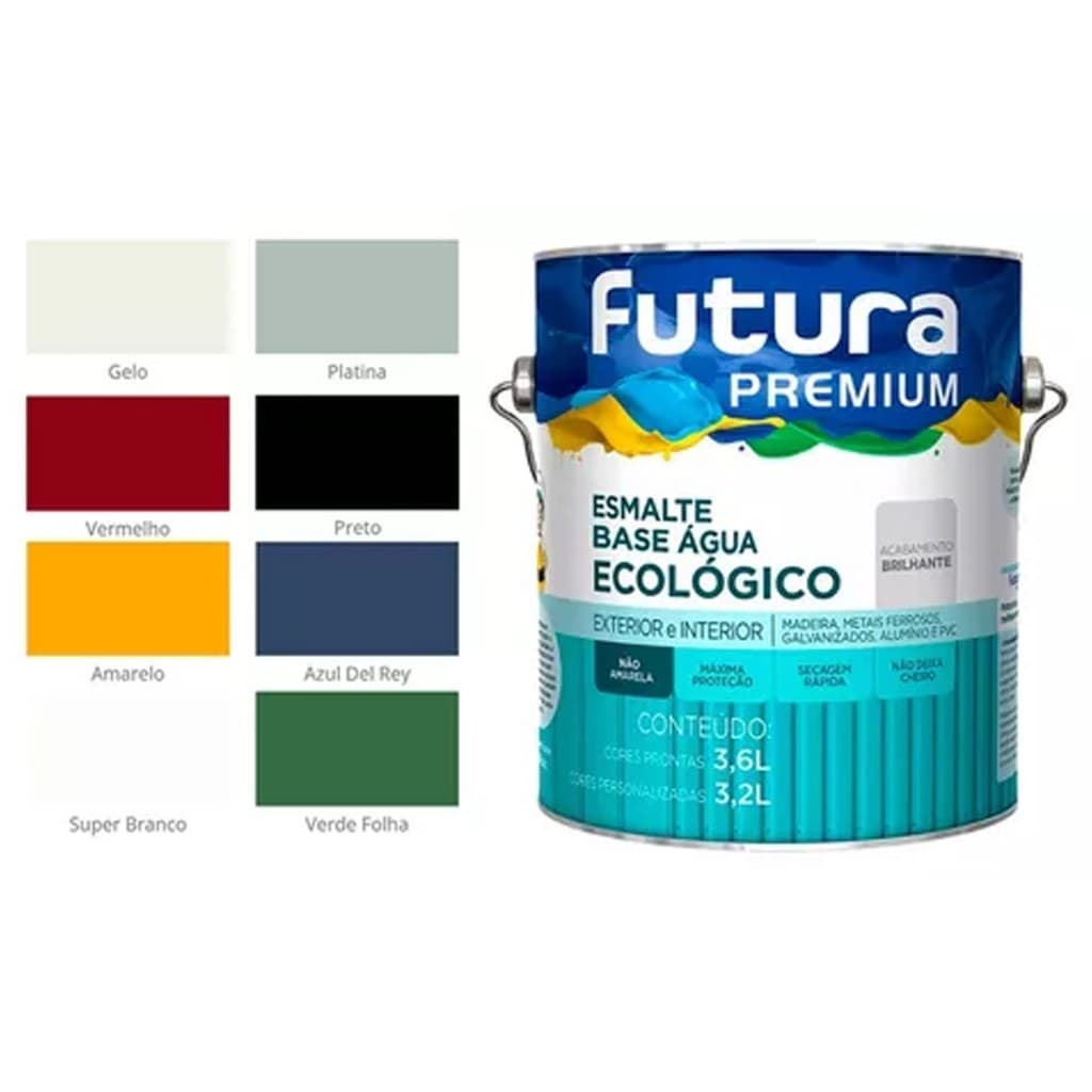 Esmalte Base Água Madeiras Pvc Futura 3,6l Sem Cheiro Cores