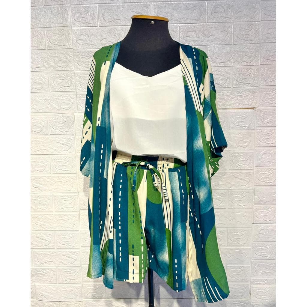 Conjunto Kimono e Short Viscolinho Estampado 314