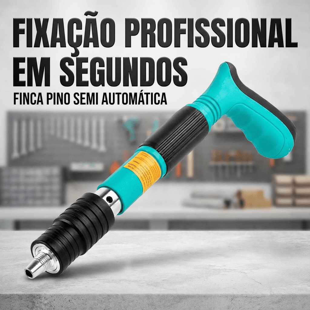 Kit Pistola De Fixacao Finca Pino Açao Direta Profissional Semi Automática Concreto Aço
