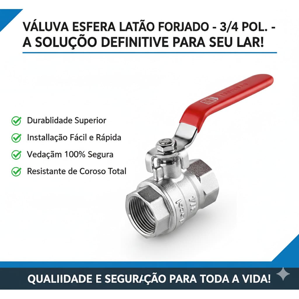 Registro de Válvula De Esfera Passagem Plena Alavanca - 3/4 Metal Registro Esfera  Latão Vazão