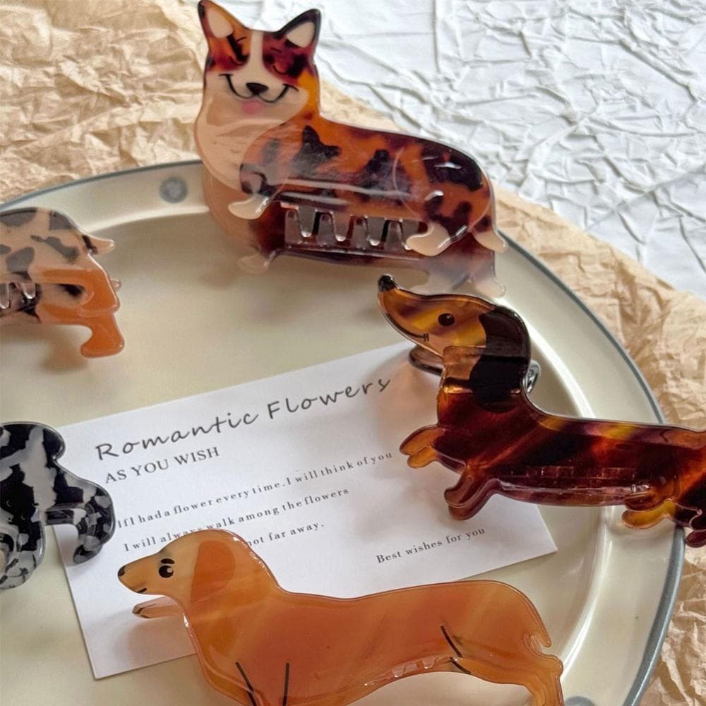 Presilha de Cabelo de Cachorro Dachshund Corgi de Desenho Animado Fofo Acessório de Moda
