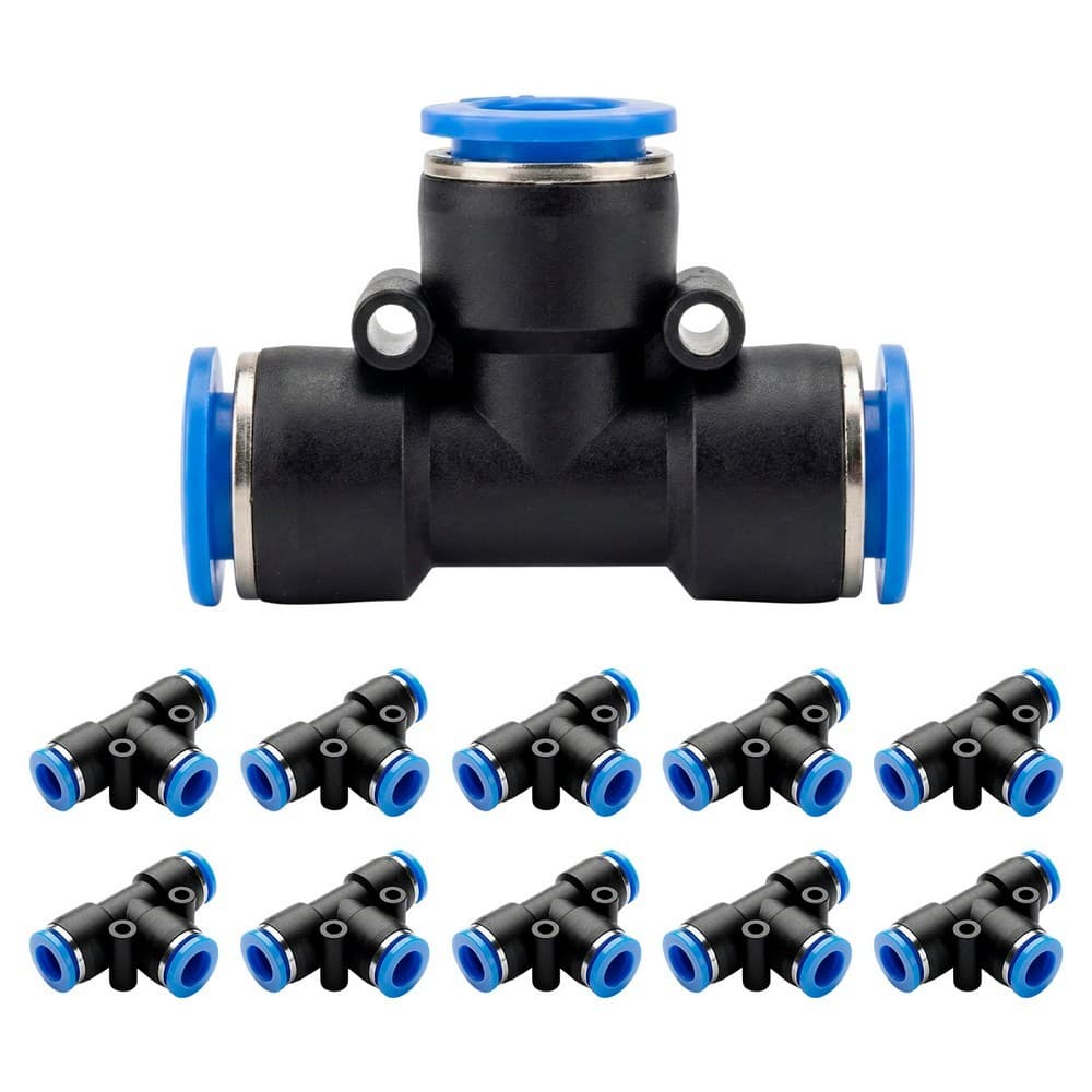 Conexão União Emenda em "T" 6mm PU Pneumática Engate Rápido - 10 Peças