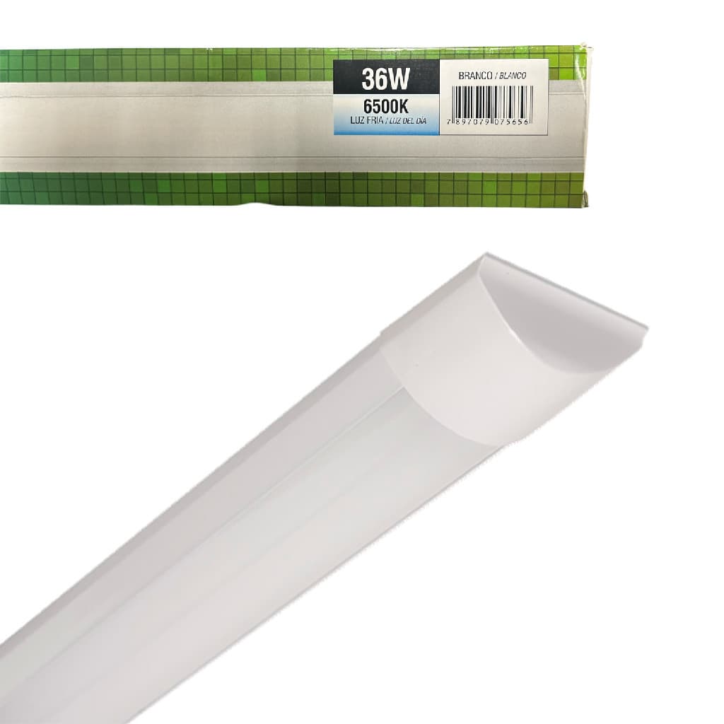 Kit 5 Luminaria Linear Sobrepor Slim 36w 100cm Branca 6500k 100-240v Branco