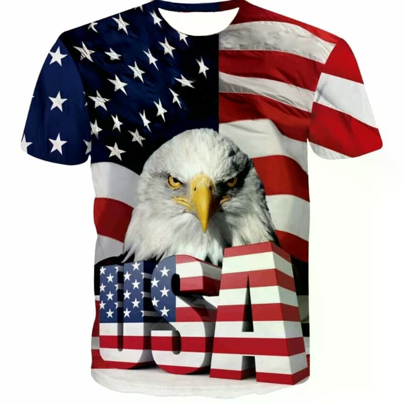 Nova Bandeira Dos Eua Camiseta Masculina Feminina Listras E Estrelas Padrão 3D Impresso Camisetas Águia Americana Mascul