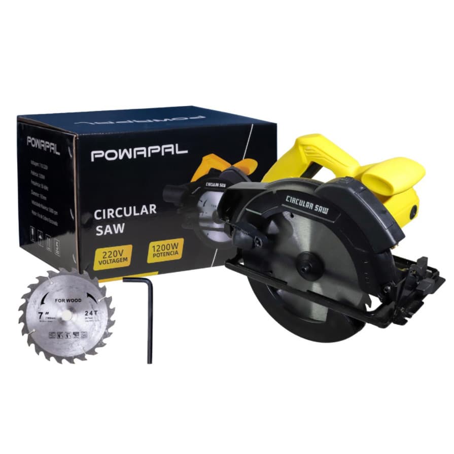 Serra Circular Elétrica POWAPAL YH185A  185mm 1200W amarelo