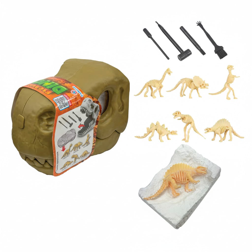 Brinquedo Educativo Escavar Cabeça Dinossauro Fóssil Surpresa