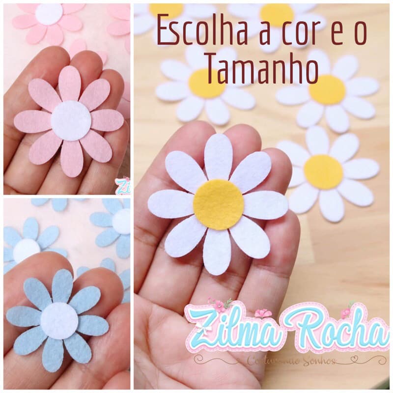 Margarida Cute Recortada em Feltro– Escolha o tamanho e Cor