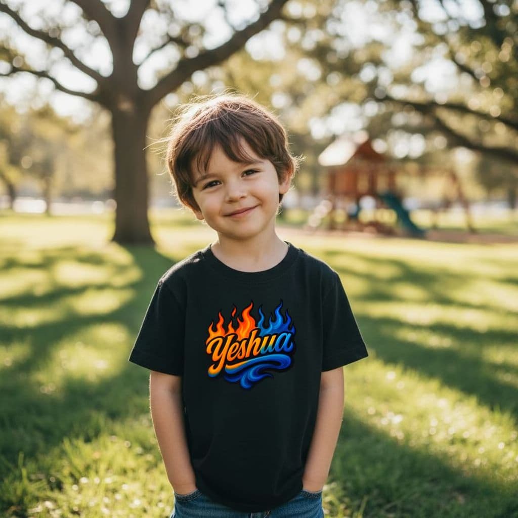 Camiseta Cristã Infantil Yeshua 100% Algodão Blusa Infantil Góspel Estampa Yeshua