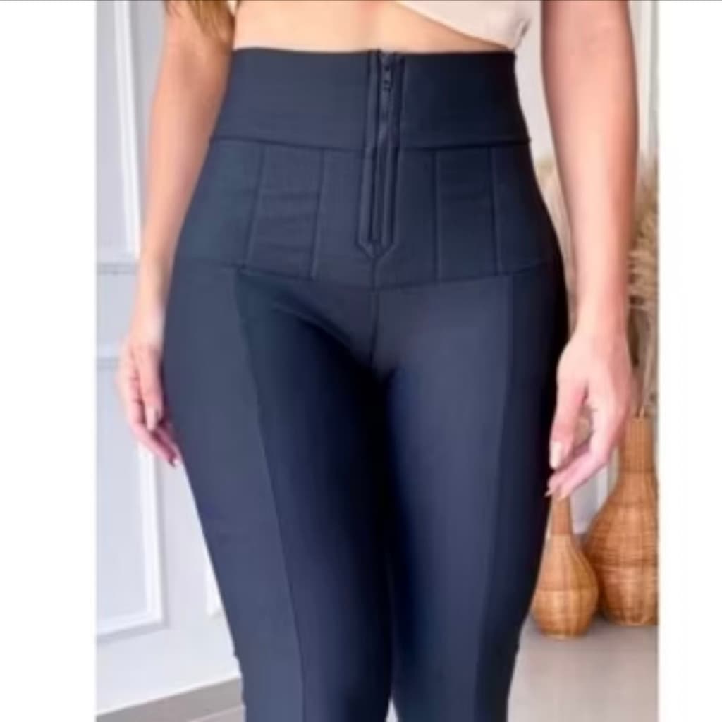 Calça Feminina Com Sinta de Modelagem Compressora Skinny Legging