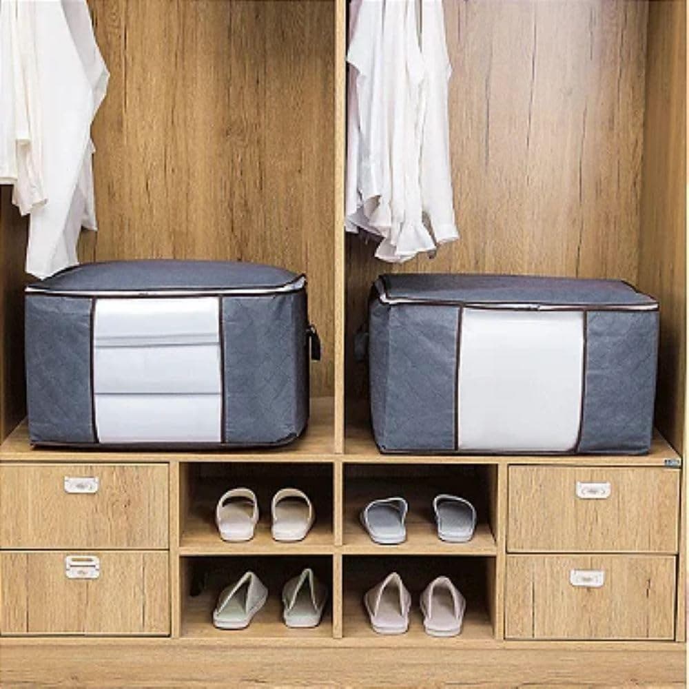 Saco Organizador Grande Guarda Roupa Edredom Multiuso Dobrável C/ Ziper
