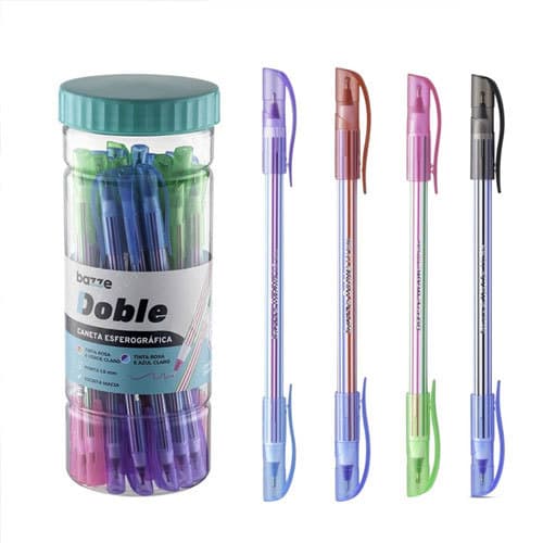 Kit 10 Canetas Esferográficas Doble BAZZE - 1.0mm