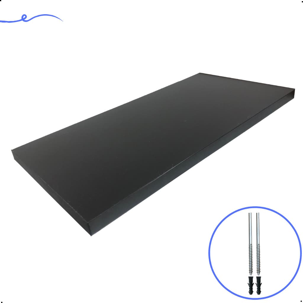 1 Prateleira Preta 40X20 Com Suporte Flutuante Mdf  Organizadora Decoração Cozinha Quarto Banheiro