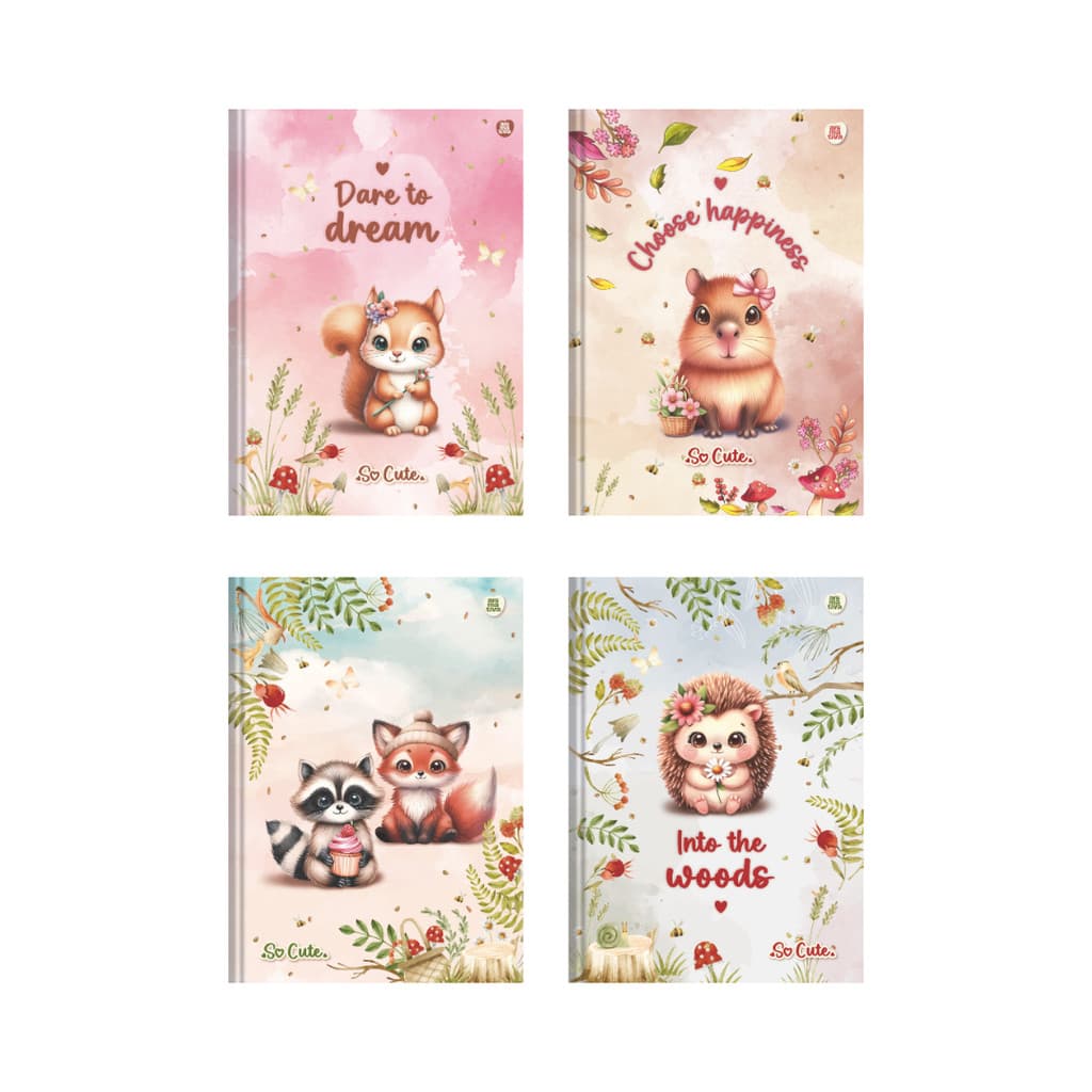 CADERNO BROCHURA CAPA DURA UNIV. SO CUTE 48F ANIMATIVA