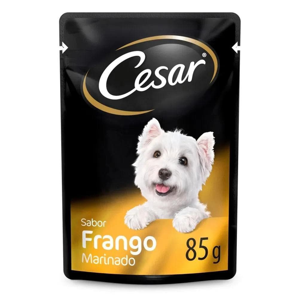 Kit Ração Úmida Cortes Selecionados Frango Marinado ao Molho para Cães Adultos 20 Unidades Cesar Sachê