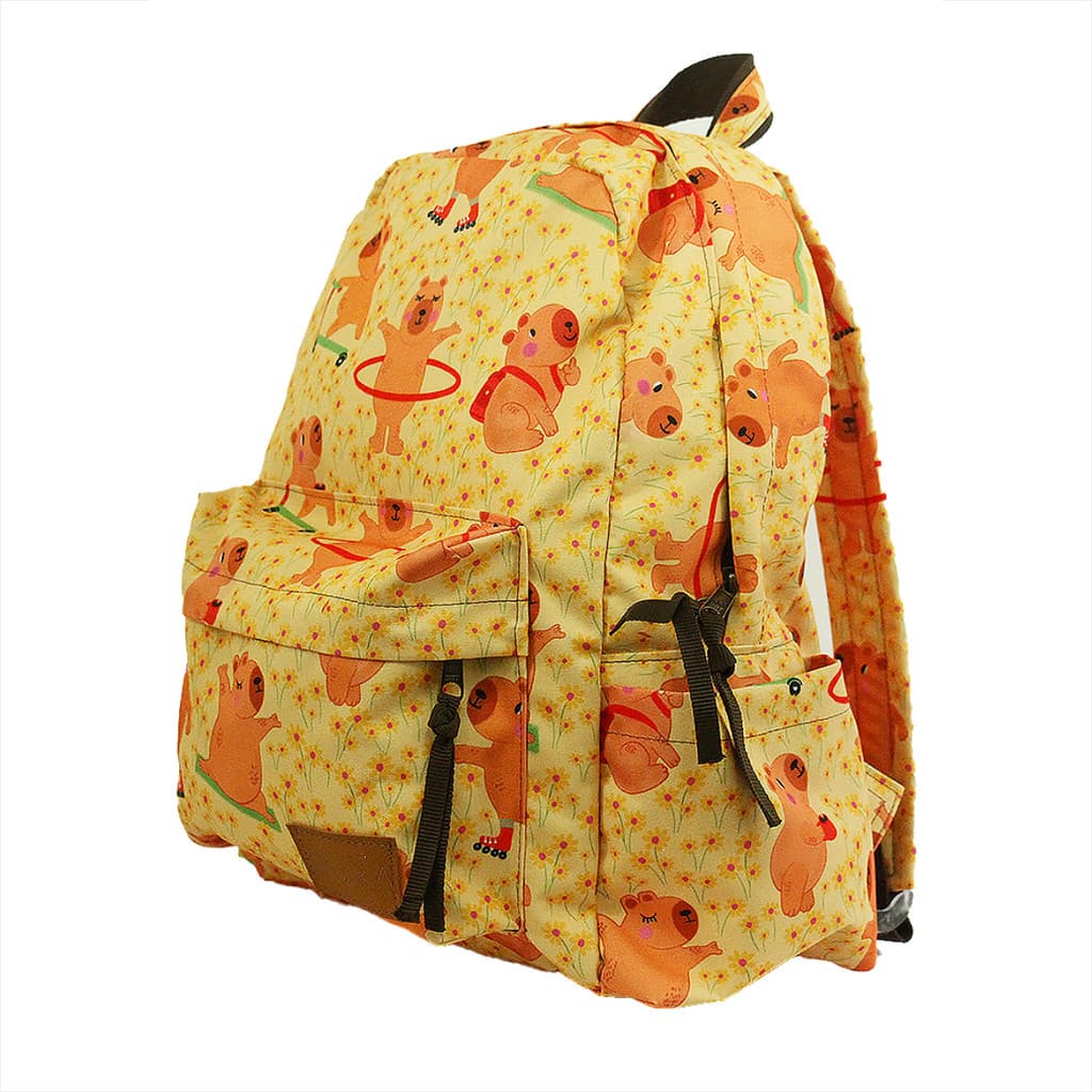 Mochila Infantil Capivara Bolsos Escolar Divisórias Grande Bolsa Escola Unisex