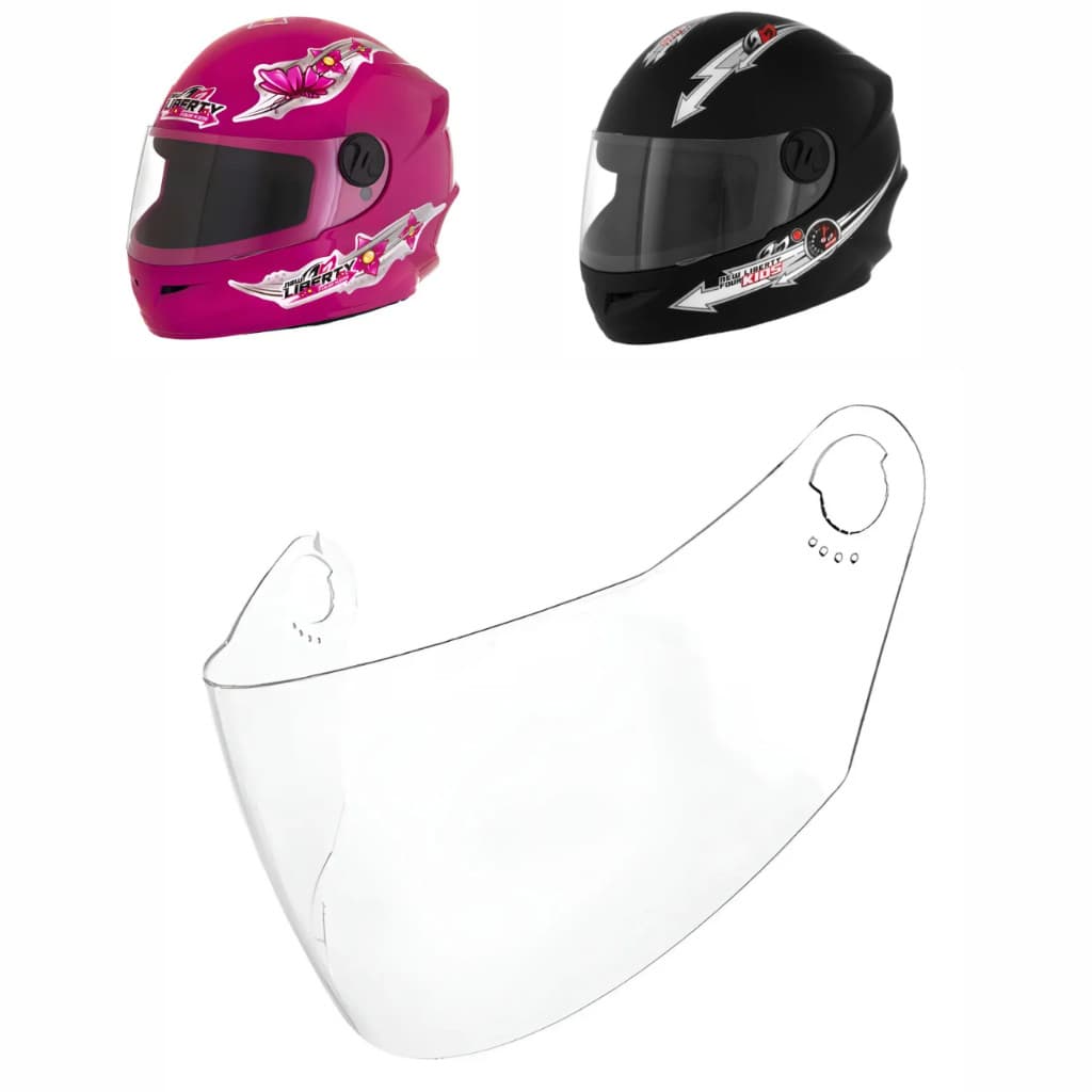 Viseira Capacete Infantil New Liberty 4 Four Kids Cristal 0,8mm Polivisor Transparente